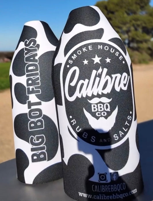 Big Bot Friday’s Stubby Cooler — Cow Print Edition